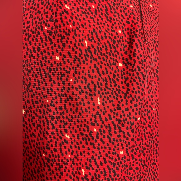 Red animal print Black Lined Cocktail Ruched Long Sleeve Mini Dress - Picture 8 of 8